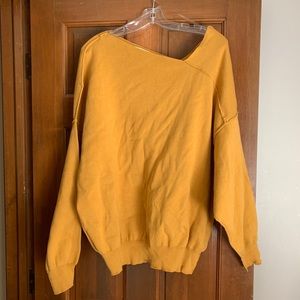 NWOT reverse seam mustard sweater